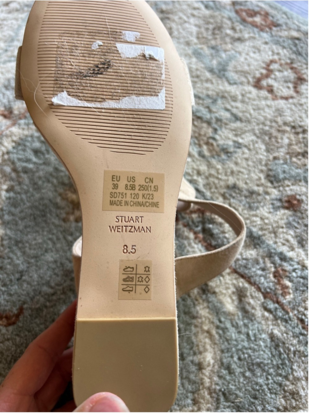 Stuart Weitzman Wedge Sandals Size 8.5 Beige - Picture 6 of 6